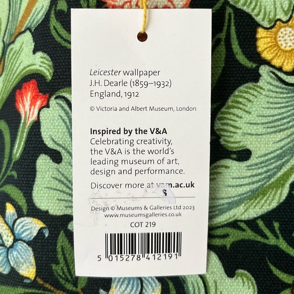 NWT V&A Museum green organic cotton canvas tote bag - Picture 4 of 7